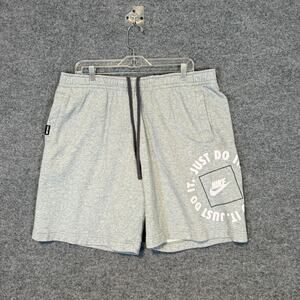 Nike Shorts Mens XL Gray Sweatshorts Just Do It Fleece Stretch Swoosh Casual